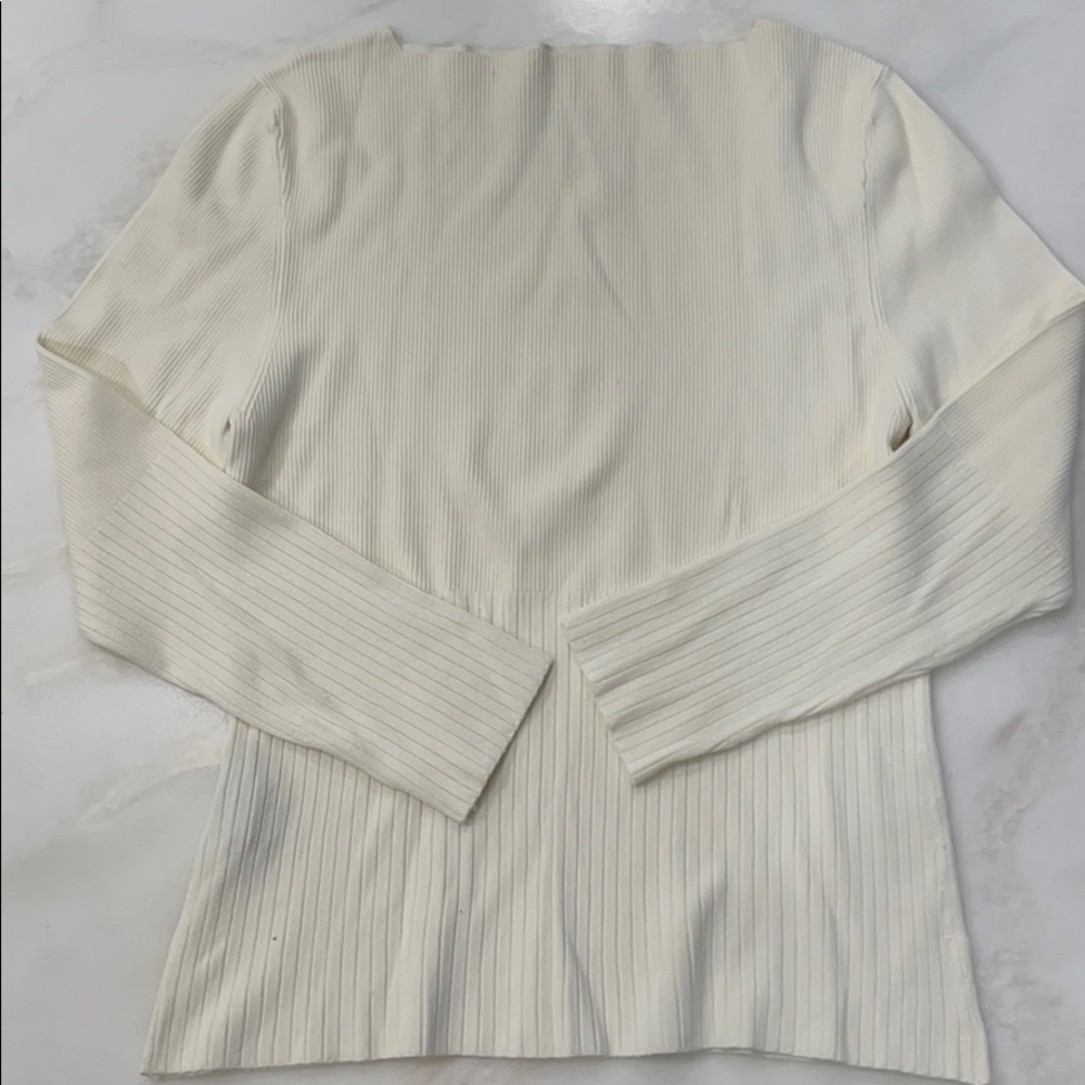 Women’s Ivory Ribbed L/S Sweater-Size XL
